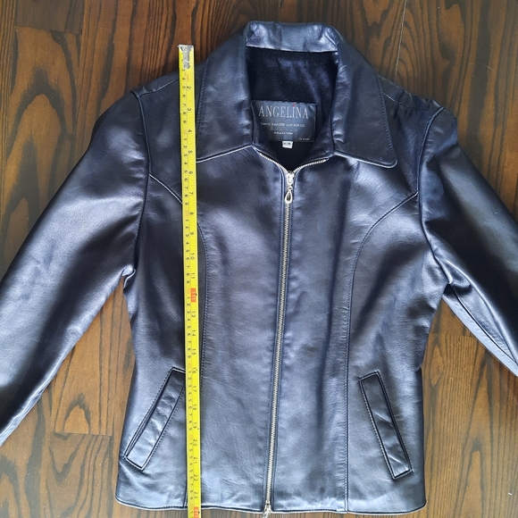 Woman Black Leather Jacket, Size M - Picture 6 of 9